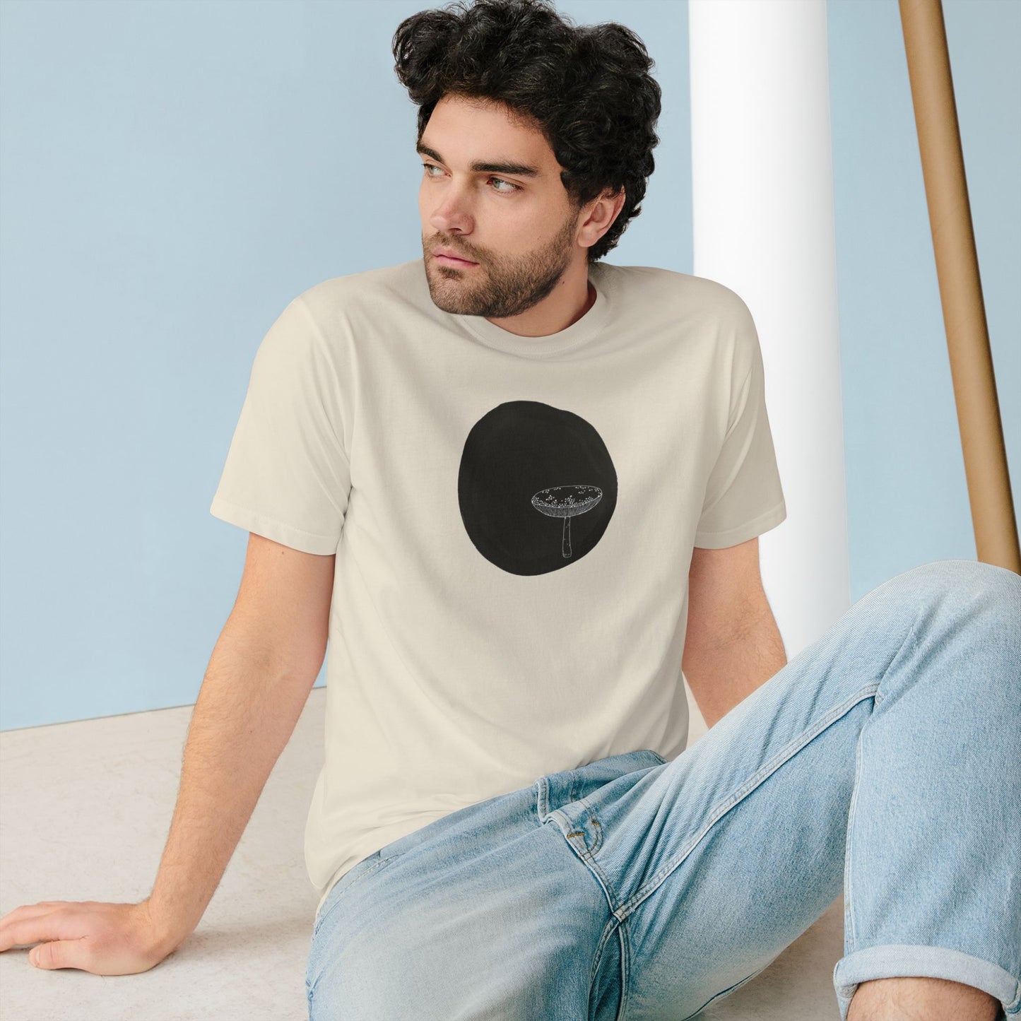 Organic T-shirt - 100% Organic Cotton Mushroom Unisex Design - Eco Friendly Minimal Urban Modern Arty Shirt Size XS-3XL (black mushroom