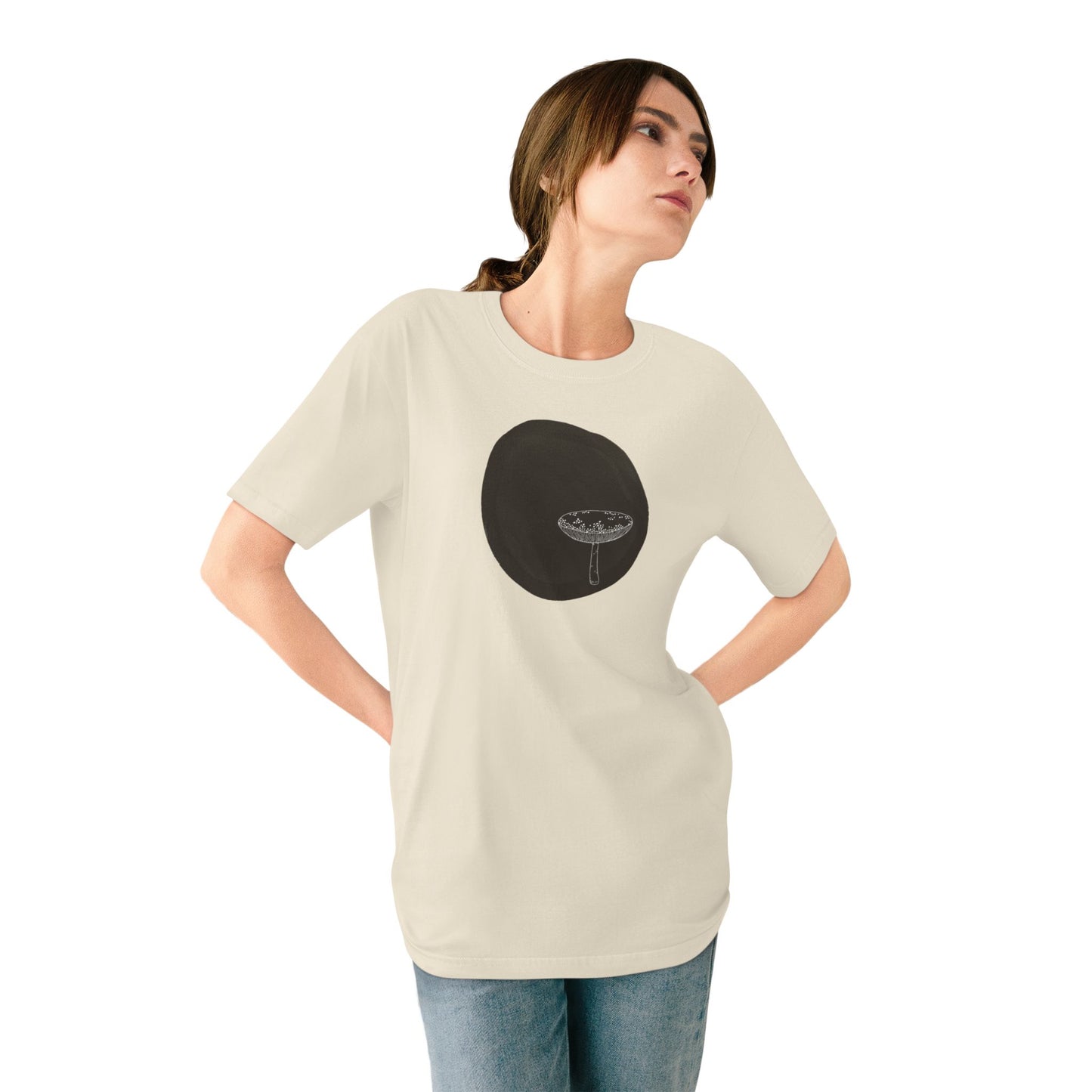 Organic T-shirt - 100% Organic Cotton Mushroom Unisex Design - Eco Friendly Minimal Urban Modern Arty Shirt Size XS-3XL (black mushroom
