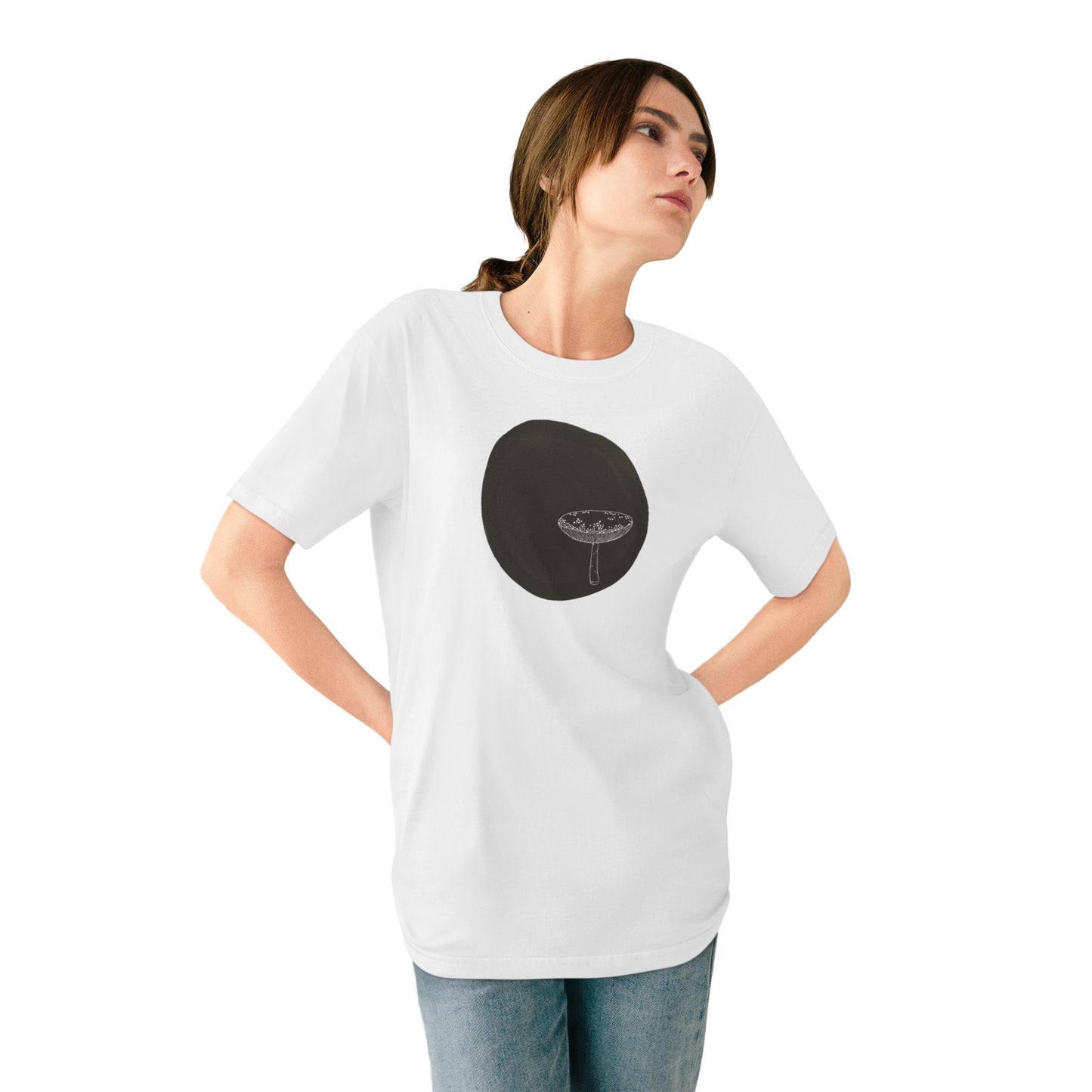 Organic T-shirt - 100% Organic Cotton Mushroom Unisex Design - Eco Friendly Minimal Urban Modern Arty Shirt Size XS-3XL (black mushroom